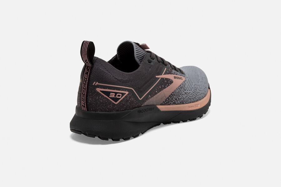 Ricochet 3 Road Brooks Running Shoes NZ Womens - Dark Grey/Pink - EDKRZB-120